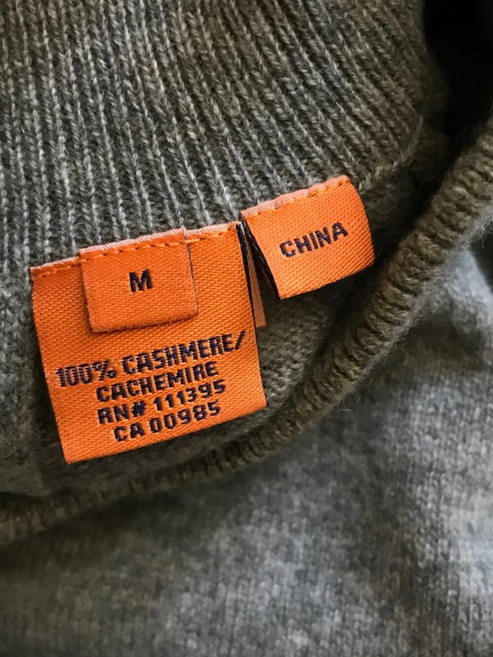 Tory Burch Cashmere Sweater Womens Medium Gray Mock Neck 3/4 Sleeve Rear Zipper